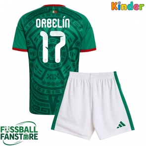 Mexiko Orbelin Pineda #17 Replik Heimtrikot Kinder WM 2026 Kurzarm (+ Kurze Hosen)